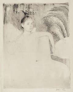 Mimi tenant un éventail japonais - Mary Cassatt