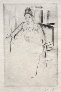 Mme Gardner Cassatt et son bébé assis près d