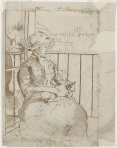 Susan sur un balcon tenant un chien [verso] - Mary Cassatt