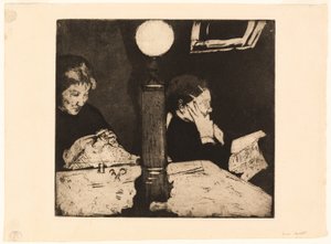 Sous la Lampe - Mary Cassatt