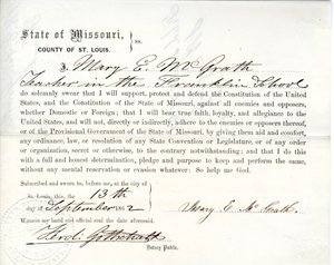 Serment de loyauté de Mary E. McGrath du Missouri, Comté de St. Louis - Mary E. McGrath