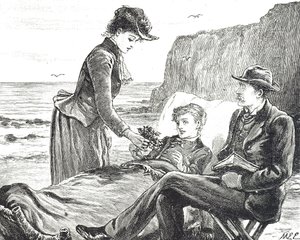 Gravure représentant un garçon estropié au bord de la mer - Mary Ellen Edwards