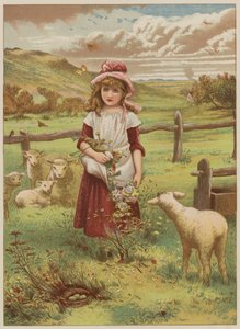 Fille avec un agneau de printemps - Mary Ellen Edwards
