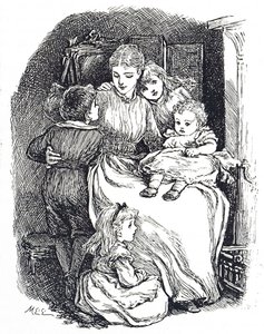 Illustration représentant une mère avec ses enfants