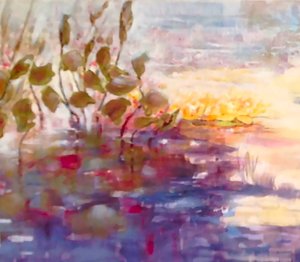 reflets dorés et roses