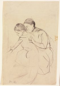 Bébé touchant une baignoire de la main gauche, tenu par sa nourrice, vers 1891