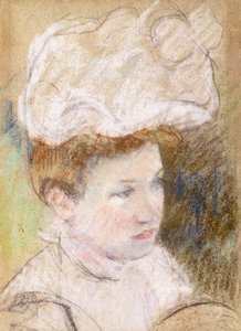 Léontine avec un chapeau rose duveteux, 1898 - Mary Cassatt