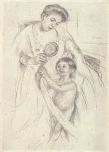 Regard dans un miroir à main #3 - Mary Stevenson Cassatt