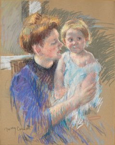 Mère en violet tenant son enfant, vers 1914