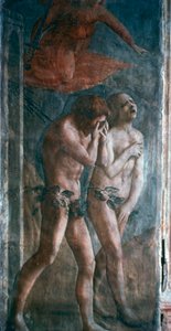 Adam et Ève chassés du Paradis, détail, avant restauration, c1427