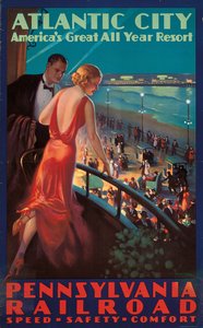 Affiche publicitaire pour voyager à Atlantic City par Pennsylvania Railroad - Mason Edward Eggleston