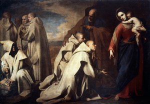 Madone et Saint Pierre réconfortant les disciples de Saint Bruno, tenue à Rome à la Cour Papale - Massimo Stanzione