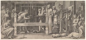 Femmes filant, tissant et cousant, milieu du XVIe siècle - Master FG