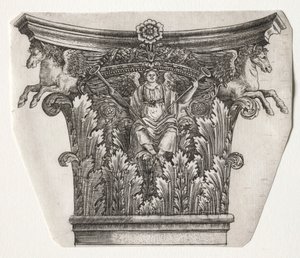 Base et chapiteau avec figure de la Renommée et chevaux ailés chapiteau, vers 1525-1550 - Master G. A. with the man