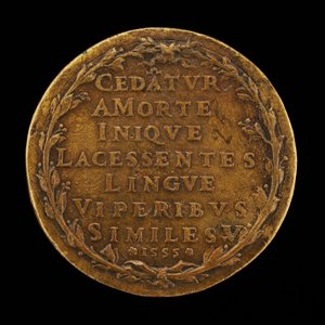 Inscription dans une couronne de laurier [verso], 1555 - Master I.A.V.F.