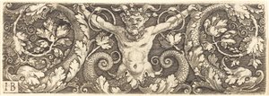 Ornement avec Satyre Fantastique et Dauphins - Master IB