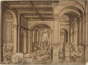 Les quatre évangélistes dans un scriptorium - Master I.K.