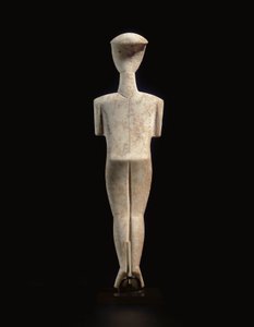 Figure féminine cycladique allongée, pièce maîtresse du Maître Schuster, Cycladique Ancien II, vers 2400 av. J.-C.