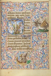 Initiale S : La crucifixion avec le cœur de la Vierge transpercé par une épée - Master of Jean Rolin II (Hand B)