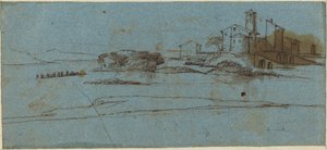 Bâtiments sur une rive [verso] - Master of the Blue Landscapes