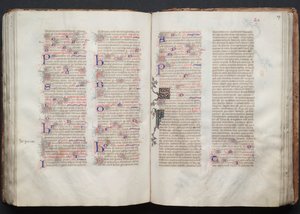 Le Missel de Gotha : Fol. 107r, Texte, vers 1375 - Master of the Boqueteaux