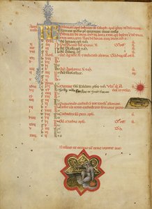 Un homme à la pêche ; Signe zodiacal des Poissons - Master of the Brussels Initials