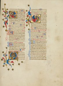 Initiale E : Sainte Lucie ; Initiale M : Saint Thomas ; Initiale D : Saint Thomas Prédication - Master of the Brussels Initials