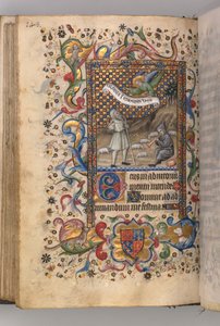 Heures de Charles le Noble, roi de Navarre 1361-1425 : Annonciation aux bergers...verso, c1 - Master of the Brussels Initials and Associates