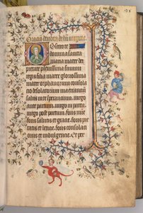 Heures de Charles le Noble, roi de Navarre : fol. 13r, texte - Master of the Brussels Initials and Associates