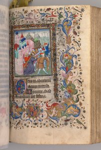 Heures de Charles le Noble, roi de Navarre 1361-1425 : fol. 170v, Christ portant la croix, vers 14 - Master of the Brussels Initials and Associates