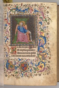 Heures de Charles le Noble, roi de Navarre 1361-1425 : fol. 23r, Saint Luc, c. 1405