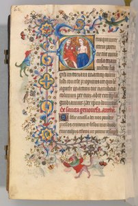 Heures de Charles le Noble, Roi de Navarre 1361-1425, fol. 300v, Sainte Agathe, c. 1405 - Master of the Brussels Initials and Associates