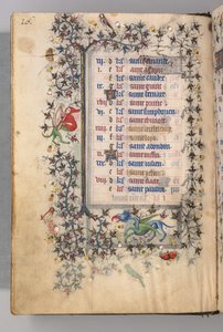 Heures de Charles le Noble, roi de Navarre 1361-1425 : fol. 8v, août, vers 1405 - Master of the Brussels Initials and Associates