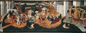 Décaméron de Boccace : Pericone accueille Alatiel, fille du sultan de Babylone - Master of the Cassoni