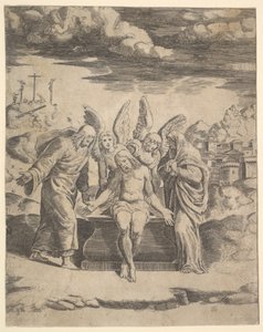 Christ assis sur le tombeau soutenu par des anges, 1530-60