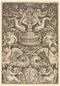 Grotesque avec dauphins et lions ailés