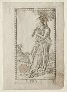 Euterpe, musique, poésie lyrique de la série Tarocchi, avant 1467 - Master of the E Series Tarocchi