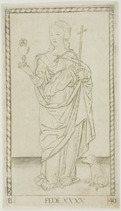Foi, planche 40 de Génies et Vertus - Master of the E Series Tarocchi
