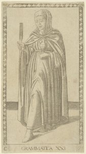 Grammaire, planche 21 des Arts et Sciences - Master of the E Series Tarocchi