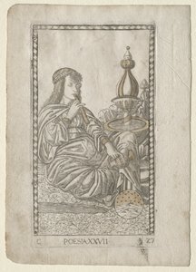 Poésie des Tarocchi, série C : Arts libéraux, n°27, avant 1467 - Master of the E Series Tarocchi