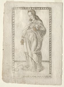 Tempérance des Tarocchi, série B : Principes Cosmiques & Vertus, #34, avant 1467 - Master of the E Series Tarocchi