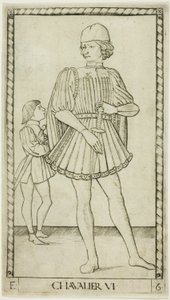 Le chevalier, planche six de Les rangs et conditions des hommes - Master of the E Series Tarocchi