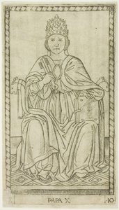 Le Pape, planche dix de Les rangs et conditions des hommes - Master of the E Series Tarocchi