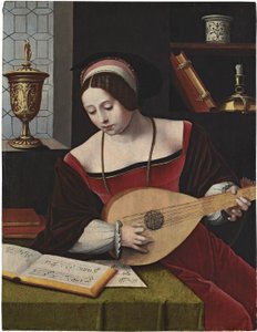 Dutch : St Mary Magdalene musing Une femme luthiste