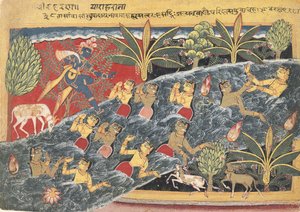 Les Gopis supplient Krishna de rendre leurs vêtements..., vers 1560-1565 - Master of the Isarda