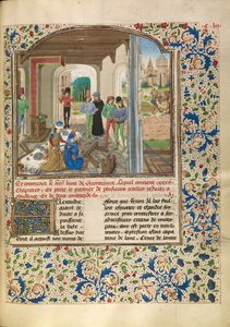 Alexandre se bat avec un lion et tue Clitus - Master of the Jardin de vertueuse consolation