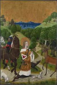 La conversion de Saint Hubert. Volet du retable de Werden, ca 1485 - Master of the Life of the Virgin