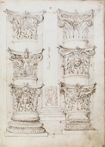 Six chapiteaux, une lésène et deux bases de colonne - Master of the Oxford Album