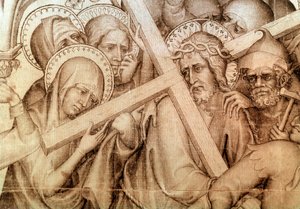 Le parement de Narbonne : le Christ portant sa croix (grisaille sur soie) - Master of the Parement of Narbonne