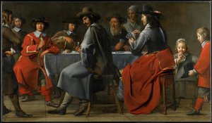 Rassemblement de joueurs avec joueur de vielle, c.1660